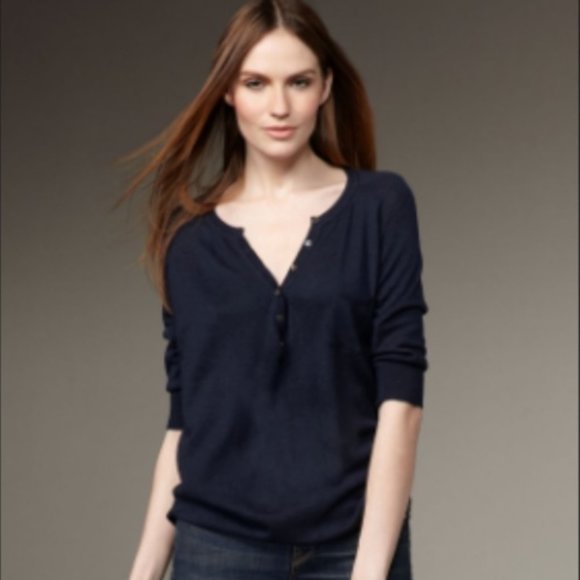 Vince Tops - Vince Black Linen Henley